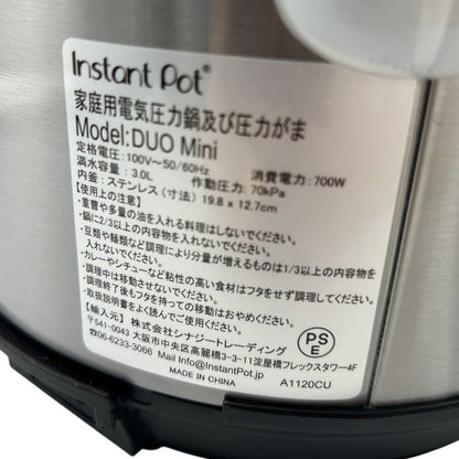インスタントポット 電気圧力鍋 DUO Mini ISP1001 キッチン家電 蒸し料理 おかゆ 肉料理 中古 W４
