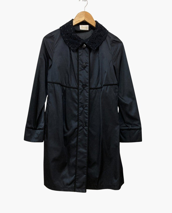 Harrods ハロッズ 花柄レース ステンカラーコート 13104081 ネイビー 中古 D4