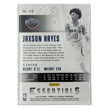 PANINI NBAカード CHRONICLES ESSENTIALS JAXSON HAYES NEW ORLEANS PELICANS /99 #218 中古 IT1