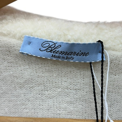 未使用品 Blumarine ブルマリン スワロフスキーボタン カーディガン WD0233303 IT38 レディース かわいい おしゃれ ホワイト 冬 秋 中古 W４