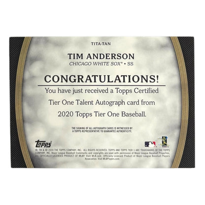 TOPPS MLBカード TIER 1 TIM ANDERSON CHICAGO WHITE SOX /299 #T1TA-TAN 中古 IT2