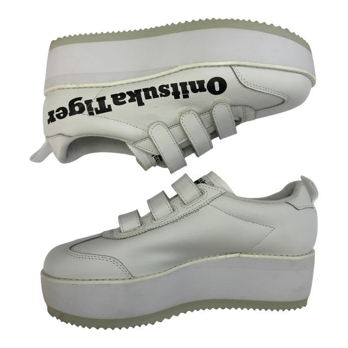 Onitsuka Tiger オニツカタイガー DELEGATION CHUNK W スニーカー レディース レザー 厚底 ロゴ ベルクロ ホワイト 23.5cm 1182A207 中古 T1
