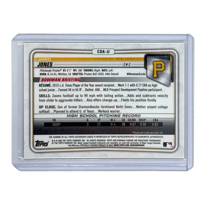 TOPPS MLBカード BOWMAN CHROME 1ST JARED JONES PITTSBURGH PIRATES /250 #CDA-JJ 中古 IT1