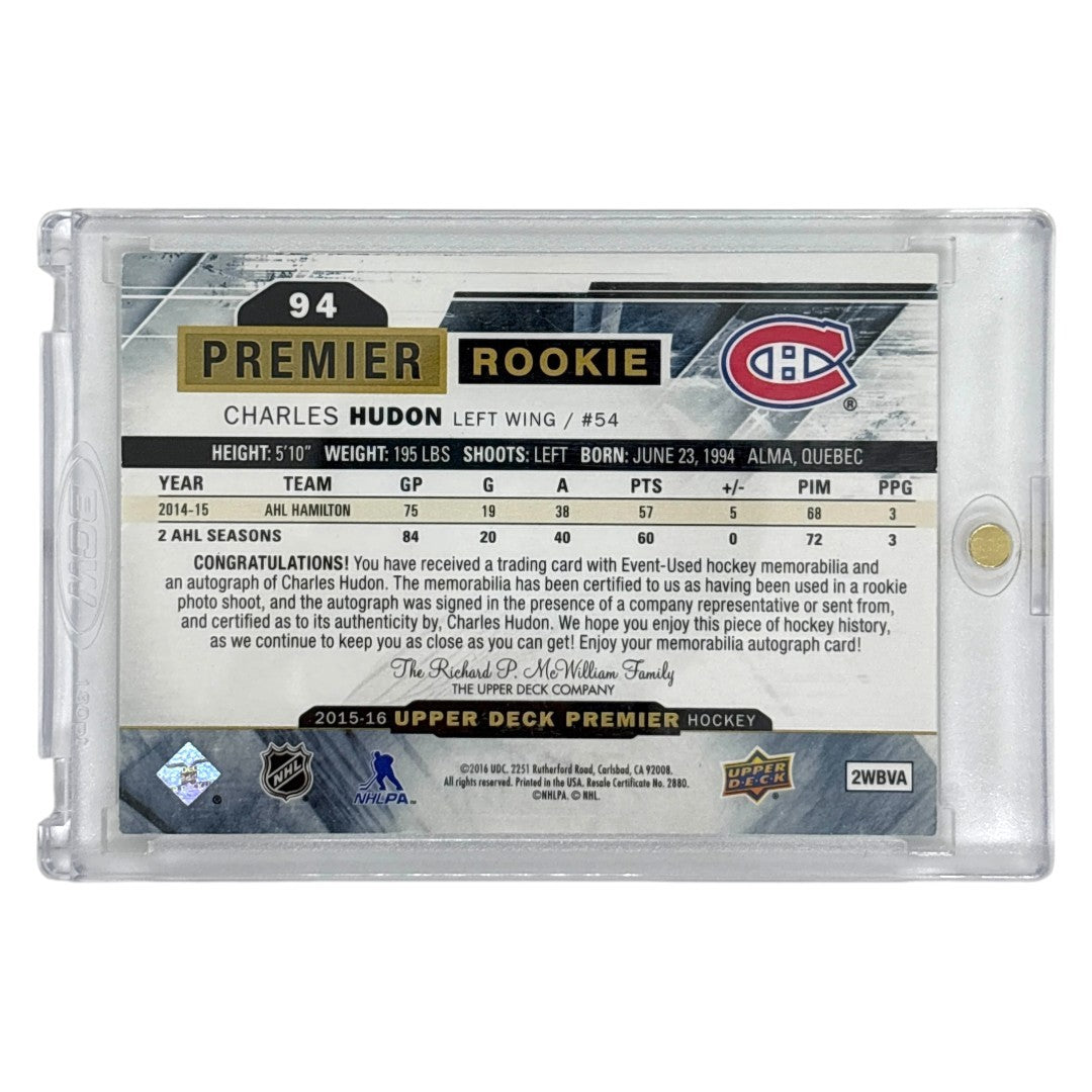 UPPER DECK NHLカード PREMIER CHARLES HUDON CANADIENS /375 #94 中古 IT1