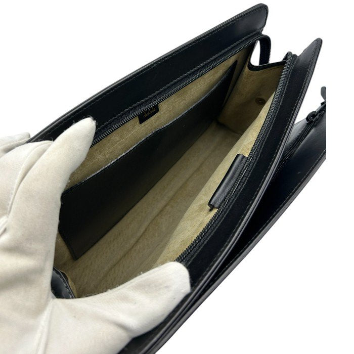 dunhill ダンヒル セカンドバッグ レザー ブラック クラッチバッグ 鞄 本革 メンズ 中古 W４