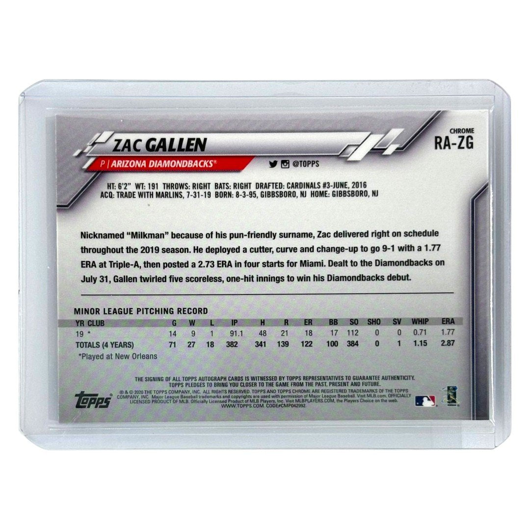 TOPPS MLBカード CHROME ZAC GALLEN ARIZONA DIAMONDBACKS #RA-ZG 中古 IT1