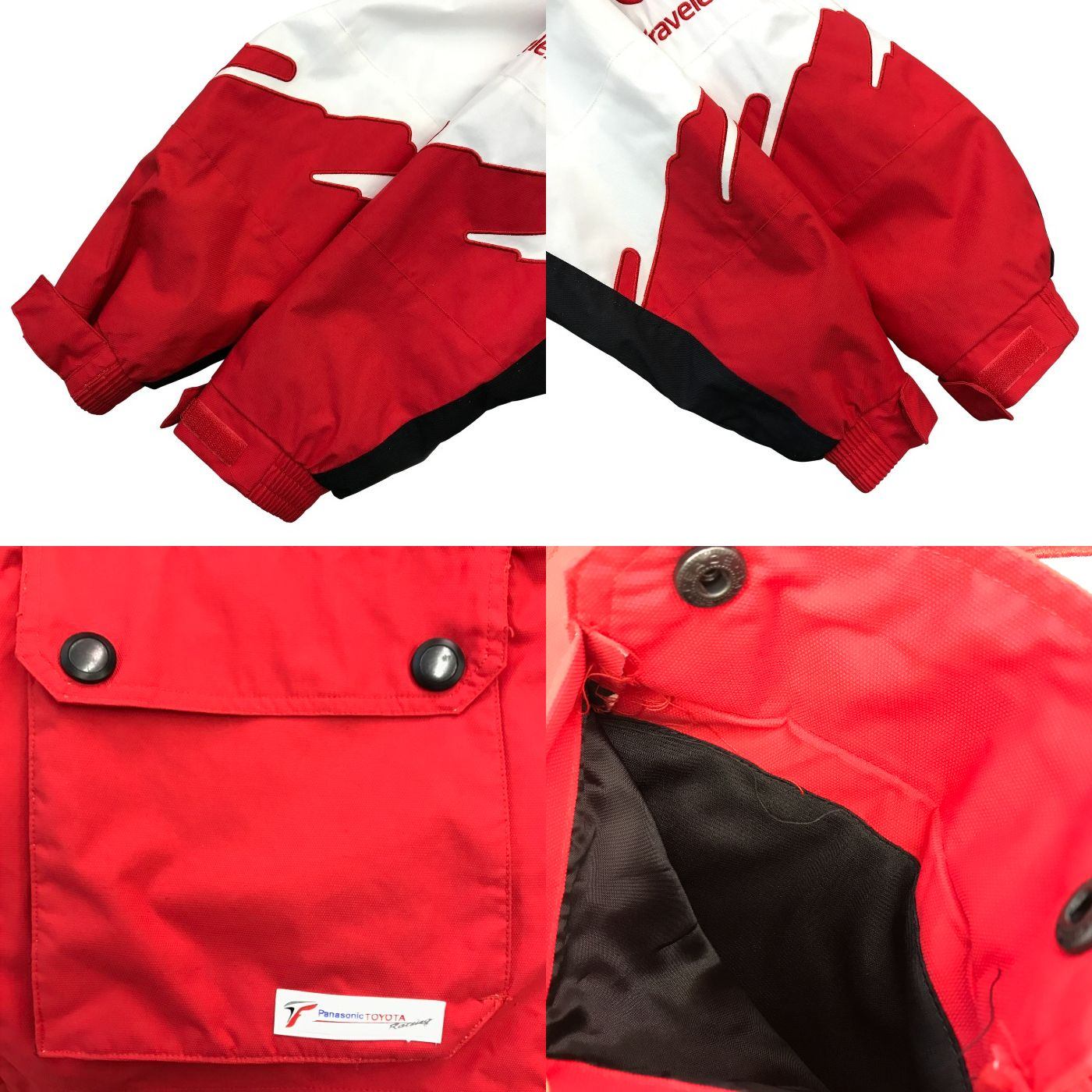 Panasonic TOYOTA Racing F1 ジャケット メンズ ナイロン 中綿インナー付き フード収納 ジップアップ 刺繍 レッド/ホワイト Mサイズ 中古 T1