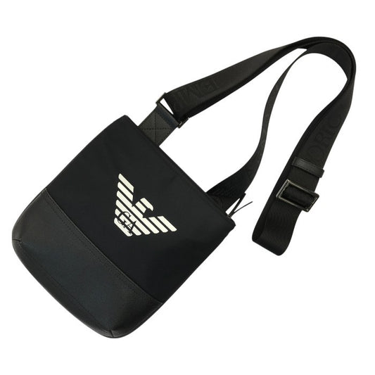 EMPORIO ARMANI エンポリオアルマーニ ショルダーバッグ メンズ ナイロン 斜め掛け ロゴ ブラック 中古 T1