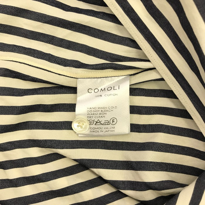 COMOLI コモリ コットンシャツ メンズ ストライプ 長袖 シンプル ネイビー ホワイト 紺 白 サイズ表記無し 中古 N1