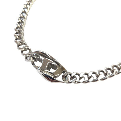 DIESEL ディーゼル ネックレス メンズ ステンレススチール ロゴ 喜平チェーン シルバー D1412040 中古 T1