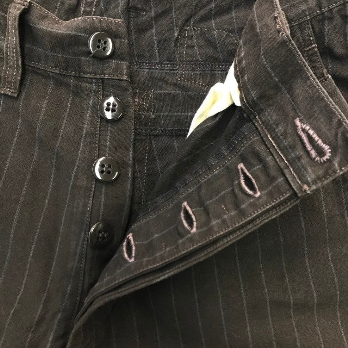 FREEWHEELERS フリーホイーラーズ ワークパンツ メンズ ストライプ UNION SPECIAL OVERALLS ブラウン 32-34サイズ 中古 T1