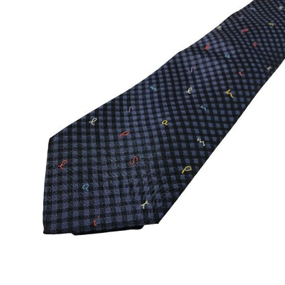 Paul Smith ポールスミス ネクタイ メンズ シルク チェック柄 アルファベット カジュアル レギュラー ネイビー 中古 T1