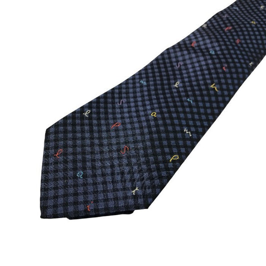 Paul Smith ポールスミス ネクタイ メンズ シルク チェック柄 アルファベット カジュアル レギュラー ネイビー 中古 T1