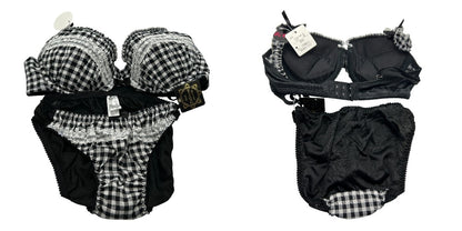 未使用品 PUG パグ petit palissee プチ パリーゼ Piace Rosso ブラジャー パンツ 4セット D70 M レディース 下着 ショーツ かわいい レース ギンガムチェック 中古 W４