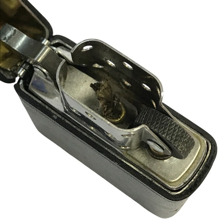ZIPPO ジッポー 革巻き オイルライター レザー ブラック ロゴ シンプル コレクション 中古 T1