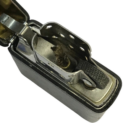 ZIPPO ジッポー 革巻き オイルライター レザー ブラック ロゴ シンプル コレクション 中古 T1