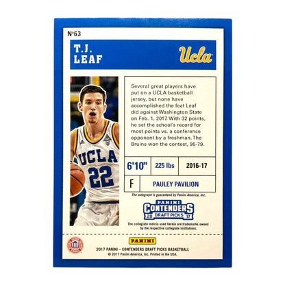 PANINI NBAカード CONTENDERS DRAFT PICKS T.J. LEAF UCLA BRUINS #63 中古 IT2