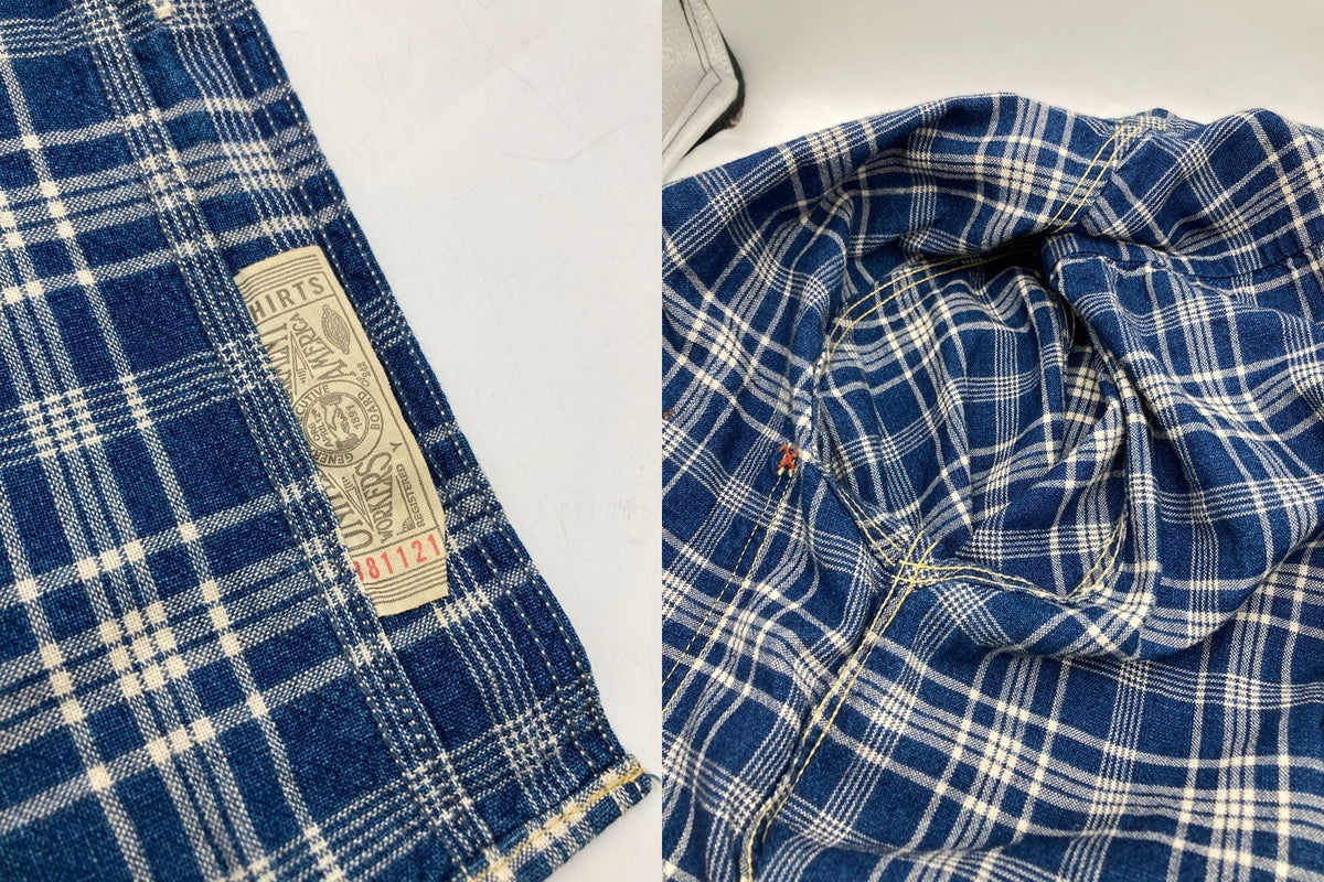 FREEWHEELERS フリーホイーラーズ Neal Cassady Railroad ベイクヘッドシャツ インディゴチェック サイズ14 メンズ 中古 D4