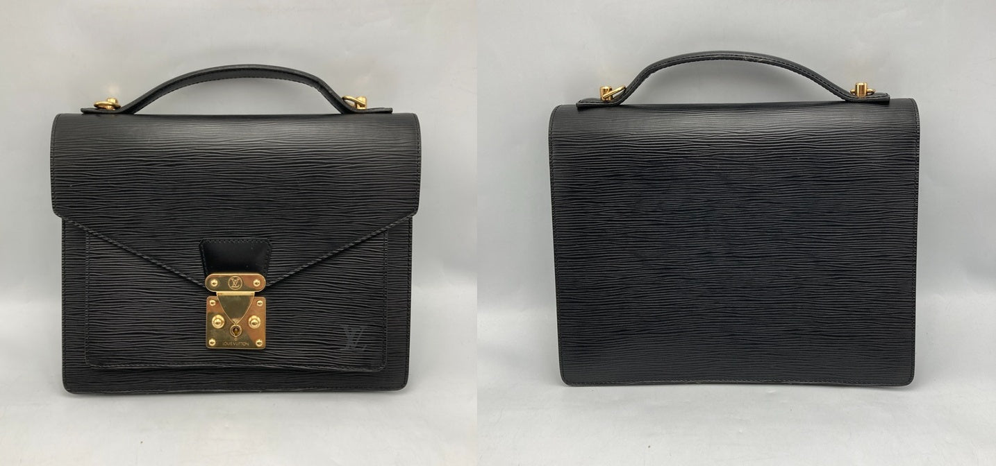 LOUIS VUITTON ルイヴィトン エピ モンソー セカンドバッグ 2way ショルダー ノワール/ブラック M52122 中古 D4