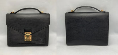 LOUIS VUITTON ルイヴィトン エピ モンソー セカンドバッグ 2way ショルダー ノワール/ブラック M52122 中古 D4