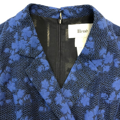 Rene ルネ TISSUE ワンピース レディース ノースリーブ コットン フラワー 花柄 ロング丈 ブルー/ブラック 36サイズ 6226020 中古 T1