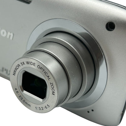 Nikon ニコン COOLPIX デジタルカメラ シルバー 光学5倍ズーム コンパクト 薄型 A100SL デジカメ クールピクス カメラ 撮影 動画 中古 W４