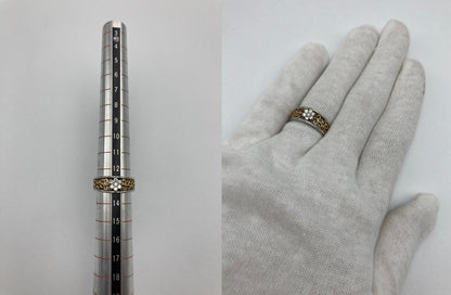Pt900/K18 ダイヤ0.20ct フラワーモチーフ リング 13号 中古 D4