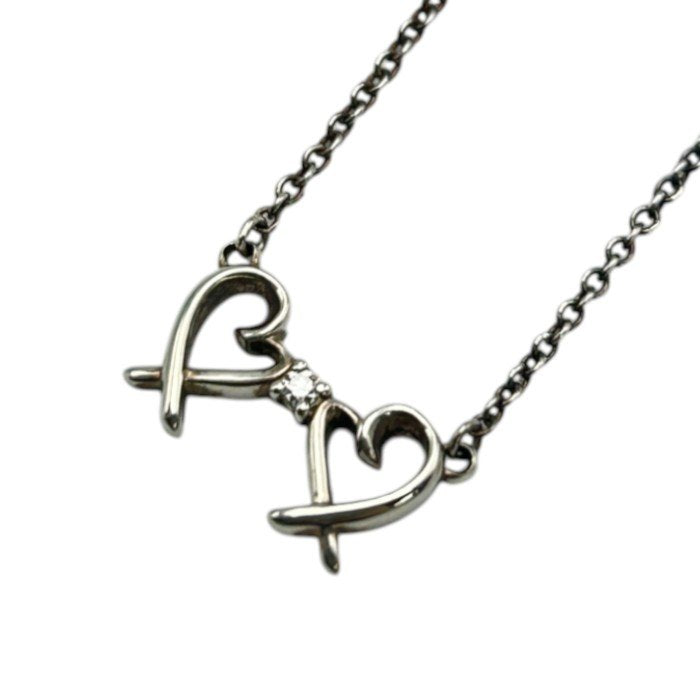 TIFFANY ＆Co. ティファニー シルバー925 1P ダイヤモンド パロマピカソ ダブルラビングハート ネックレス ブランド ハート かわいい アクセサリー レディース 中古 W４