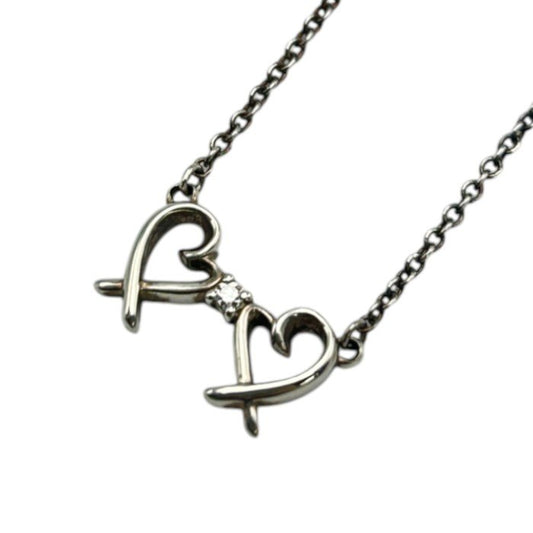 TIFFANY ＆Co. ティファニー シルバー925 1P ダイヤモンド パロマピカソ ダブルラビングハート ネックレス ブランド ハート かわいい アクセサリー レディース 中古 W４