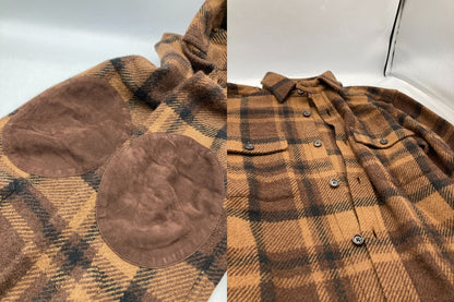 RALPH LAUREN ラルフローレン パープルレーベル キャメルヘア チェックシャツ サイズXS メンズ 中古 D4