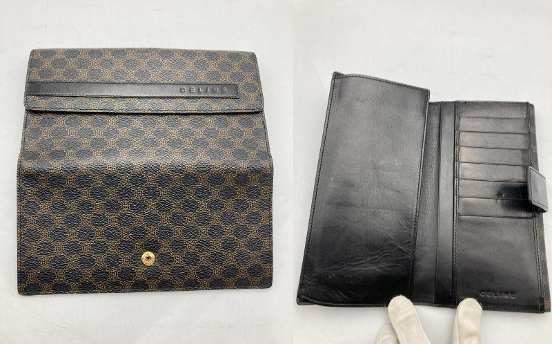 CELINE セリーヌ マカダム Wホック 長財布 中古 D4