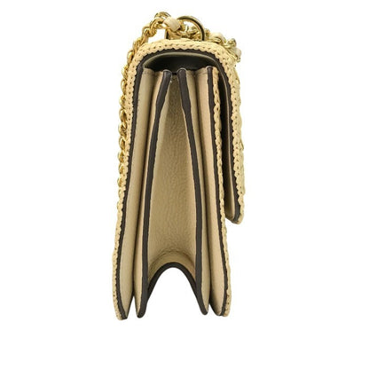 TORY BURCH トリーバーチ キラ ショルダーバッグ レディース ラフィア調 ダブルチェーン カゴバッグ ベージュ 中古 T1