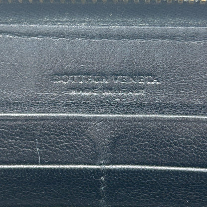 BOTTEGA VENETA ボッテガヴェネタ ラウンドファスナー 長財布 レザー イントレチャート 本革 ブラック メンズ 中古 W４