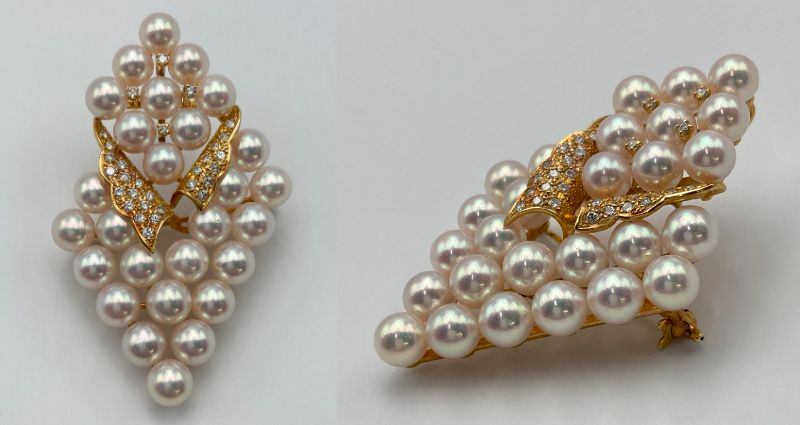 K18 ダイヤ0.46ct 5.8-6.1mm パール ブローチ 中古 D4