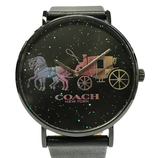 COACH コーチ Perry 腕時計 レディース アナログ クォーツ ペリー 馬車 ラメ ブラック 中古 T1