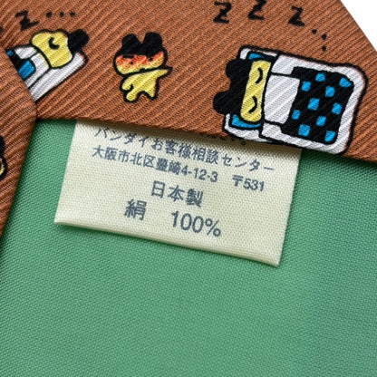 未使用品 BANDAI バンダイ たまごっち まめっち 総柄 ネクタイ ブラウン レディース メンズ かわいい キャラクター 中古 W４