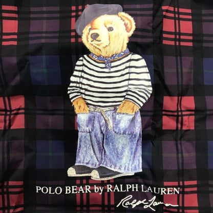 POLO RALPH LAUREN ラルフローレン トートバッグ レディース チェック柄 撥水/防水 ベルト付き エコバッグ ポロベア ネイビー/レッド 中古 T1