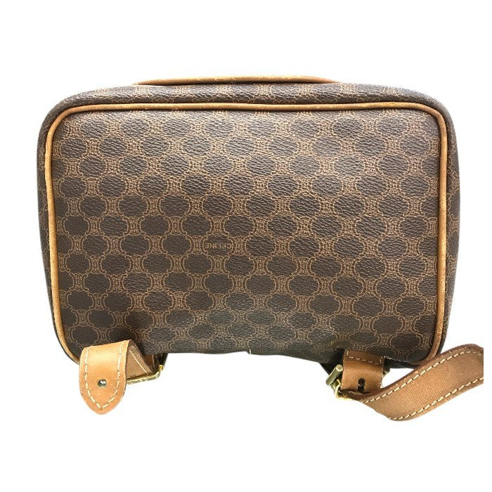 CELINE セリーヌ マカダム リュックサック レディース PVC/レザー ブラゾン バックパック ヴィンテージ ブラウン 中古 T1