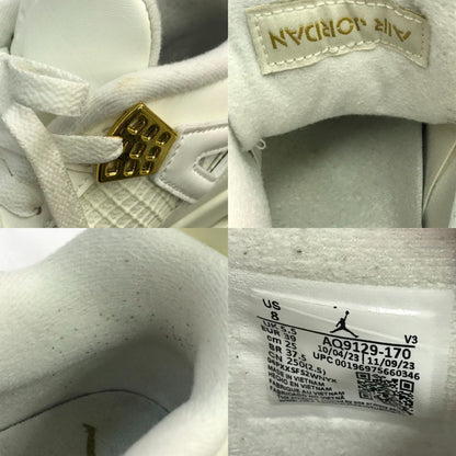NIKE ナイキ エアジョーダン 4 レトロ スニーカー レディース AIR JORDAN RETRO ホワイト/ゴールド 25.0cm AQ9129-170 中古 T1