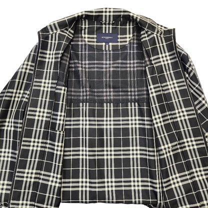 BURBERRY GOLF バーバリーゴルフ ブルゾン レディース 春秋 チェック柄 フルジップ ドローコード メッシュ ブラック/ホワイト Lサイズ BFP79-020-08 中古 T1