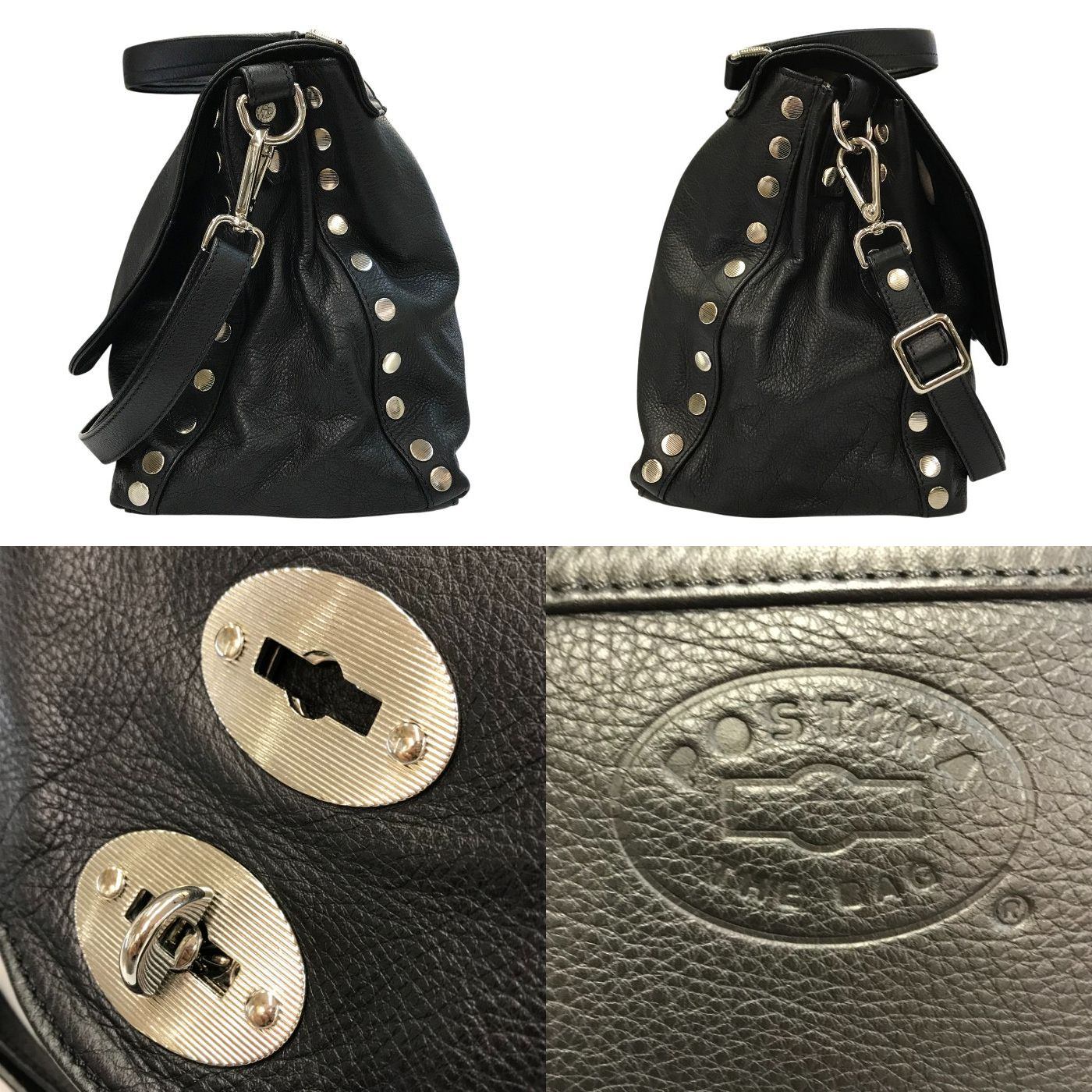 ZANELLATO ザネラート ポスティーナ ショルダーバッグ レディース 2way ハンドバッグ レザー POSTINA ターンロック ブラック 中古 T1