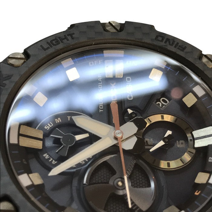 CASIO G-SHOCK カシオ 腕時計 メンズ タフソーラー G-STEEL メタルパーツ クロノグラフ モバイルリンク マットカラー グレー/ブルー GST-B100XB-2AJF 中古 T1