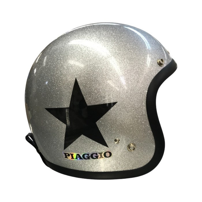 BUCO ブコ ジェットヘルメット スター 星柄 バイク 二輪用 ラメ SG/PSC シルバーフレーク 中古 T1