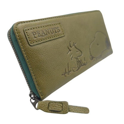 【未使用品】 NADAYA ナダヤ PEANUTS スヌーピー ファスナー 長財布 グリーン sp-73053 中古 H４