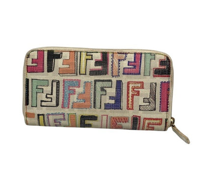 FENDI フェンディ ズッカ柄 マルチカラー ラウンドファスナー 長財布 中古 D4