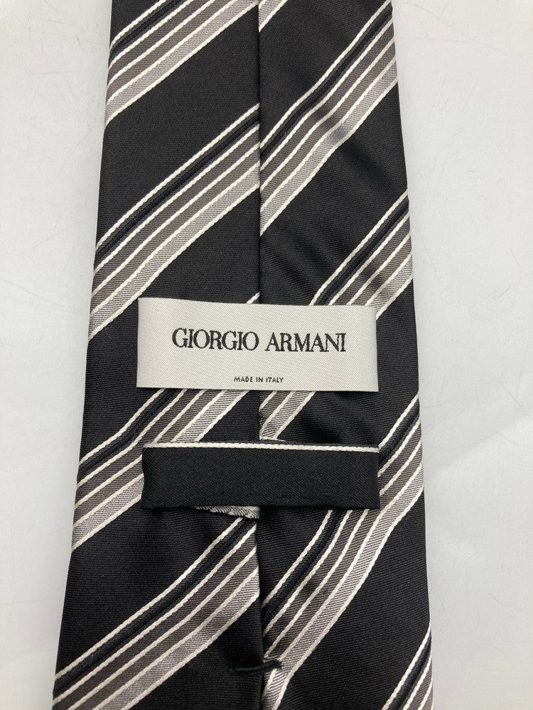 GIORGIO ARMANI ジョルジオアルマーニ シルク100％ ネクタイ レジメンタル 中古 D4