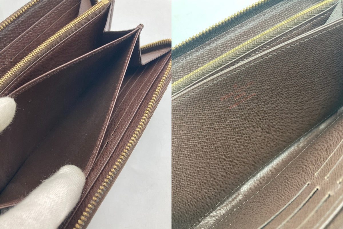 LOUIS VUITTON ルイヴィトン ダミエ エベヌ ジッピーウォレット ラウンドファスナー 長財布 ブラウン N60015 中古 D4
