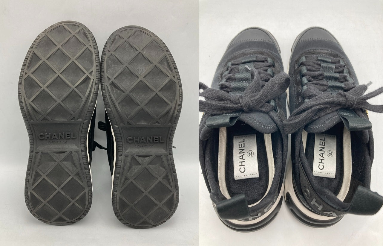 CHANEL シャネル ココマーク ベルベットカーフスキン スニーカー G35617 サイズ35 レディース 中古 D4