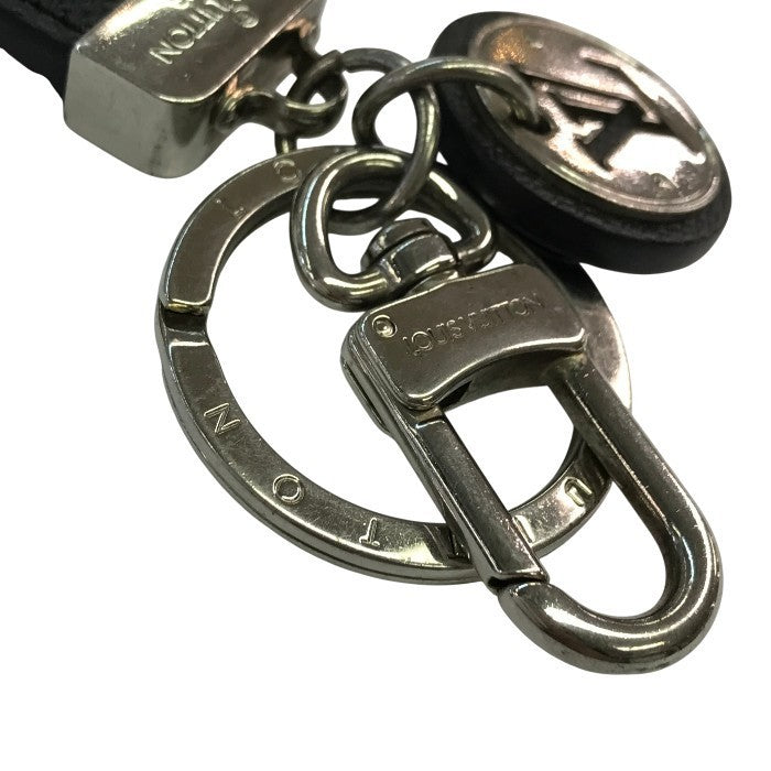 LOUIS VUITTON ルイヴィトン タイガ ポルトクレネオ キーホルダー ユニセックス レザー キーリング チャーム シルバー金具 ブラック M67242 中古 T1