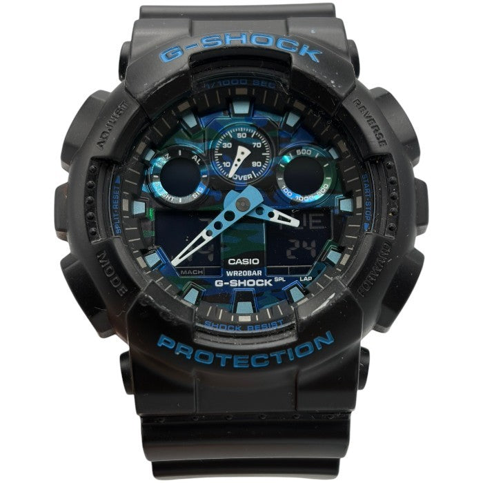 CASIO カシオ 腕時計 ジーショック GA-100CB-1AJF クオーツ ブラック ブルー 迷彩 G-SHOCK メンズ デジタル アナログ 中古 W４